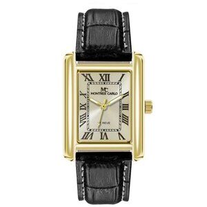 40mm Montres Carlo Men's Fashion Sport Faux Leather Band Luxury Dress Watch